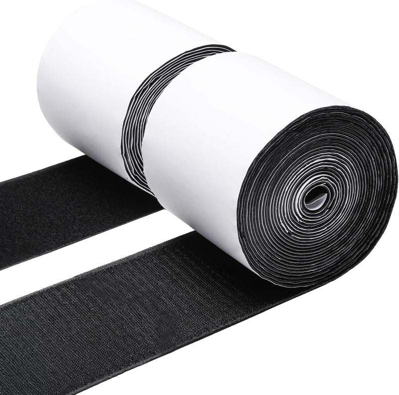 MAXECHO 4.4 Inches x 18 Feet Strong Sticky Back Heavy Duty Hook and Loop Tape with Adhesive, Non-Slip Couch Cushion Grip Accessories, Double Sided Strip Roll to Prevent Sliding, Black - Image 1